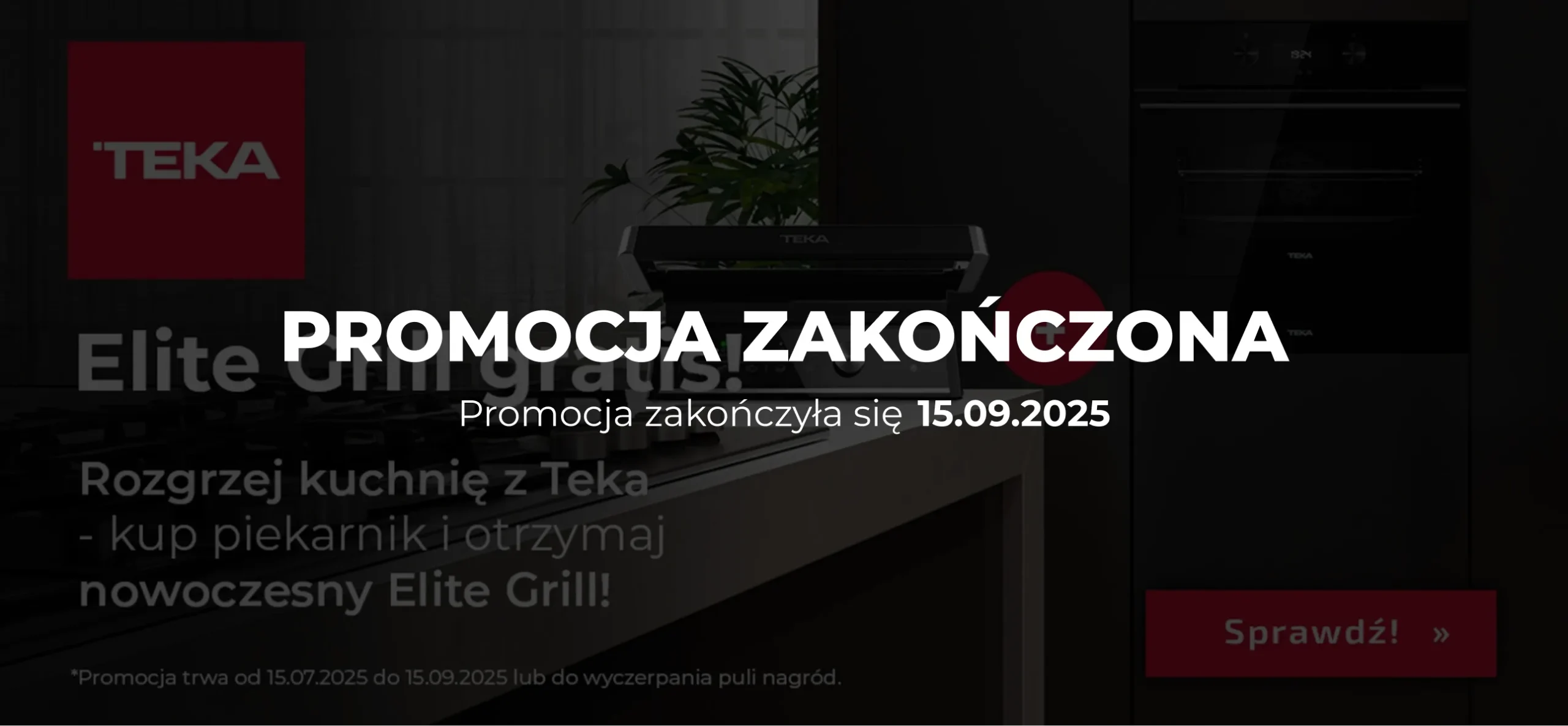 Baner promocji Zmywaj z nagrodą przedstawiający aranżację kuchni oraz nagrodę tj. kapsułki finish